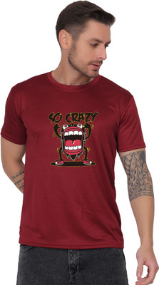 SAURABHQ Graphic Print Men Round Neck Maroon T-Shirt