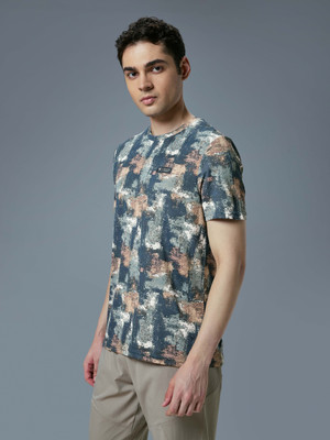 TECHNOSPORT Printed Men Crew Neck Multicolor T-Shirt
