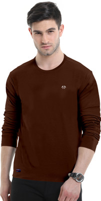 Triptee Solid Men Round Neck Maroon T-Shirt