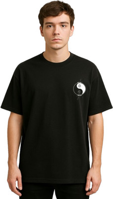 Buddy Collection Printed Men Round Neck Black T-Shirt