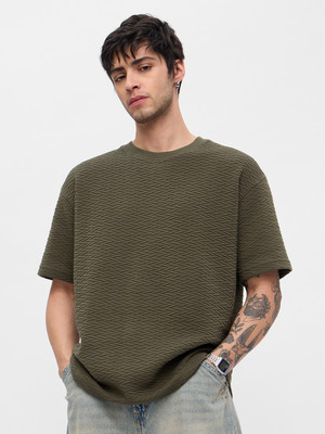 The Souled Store Self Design Men Round Neck Green T-Shirt
