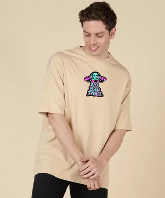 CHITRAA STYLE Printed Men Round Neck Beige T-Shirt