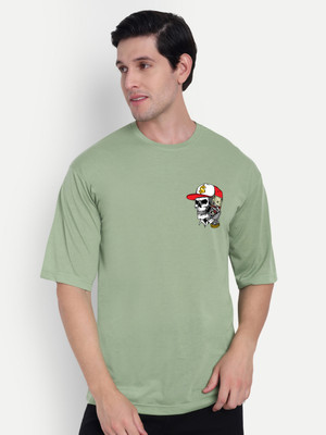 Benny Brooks Graphic Print Men Round Neck Light Green T-Shirt