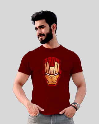 JP Creation Printed Men Round Neck Maroon T-Shirt