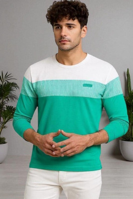 FASHIUM Colorblock Men Round Neck Green T-Shirt