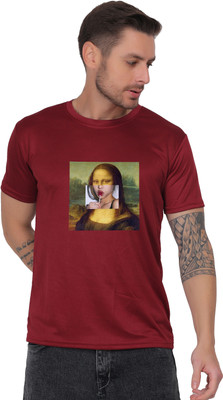 SAURABHQ Graphic Print Men Round Neck Maroon T-Shirt