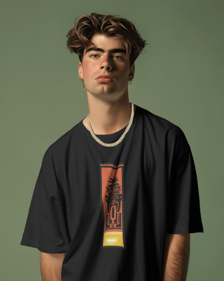 Mammoth Street Wear Printed Men Round Neck Black T-Shirt