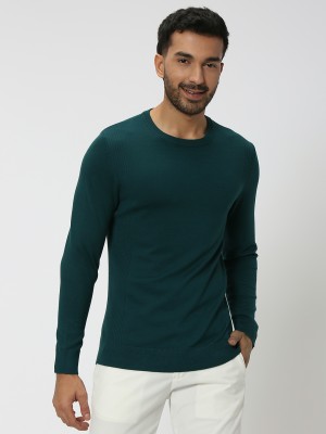 MUFTI Solid Men Round Neck Dark Green T-Shirt