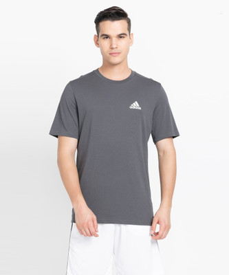 ADIDAS Printed Men Round Neck Grey T-Shirt