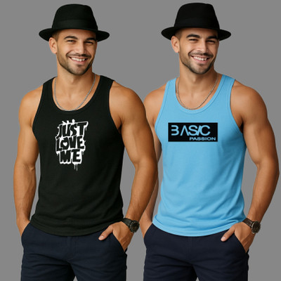 SSJE Printed Men Scoop Neck Black, Light Blue T-Shirt