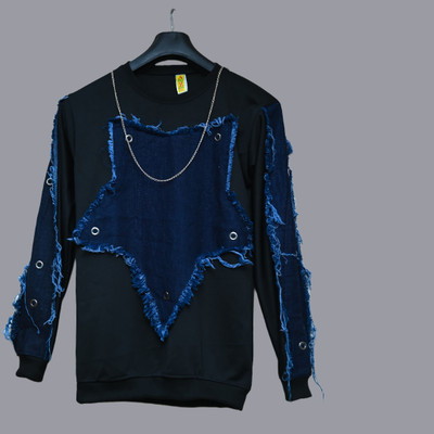 OOO Printed Women Round Neck Black T-Shirt