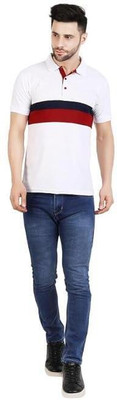 RiverHill Solid, Colorblock Men Polo Neck White T-Shirt