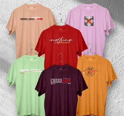 KNOTRIX Printed Men Round Neck Multicolor T-Shirt