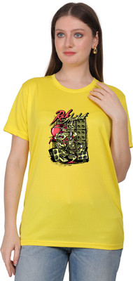 Joyfulmoments Graphic Print Women Round Neck Yellow T-Shirt