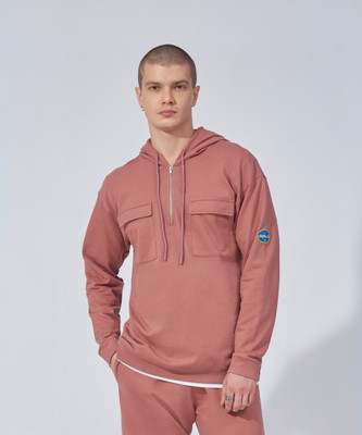 MANIAC Solid Men Hooded Neck Brown T-Shirt