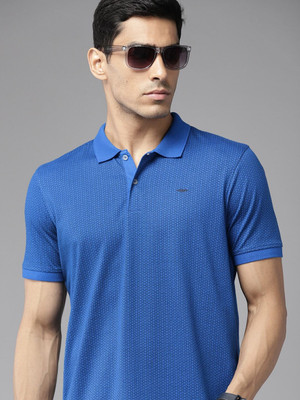 PARK AVENUE Printed Men Polo Neck Dark Blue T-Shirt