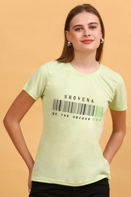 HOUSEOFFASHION Printed Women Round Neck Light Green T-Shirt
