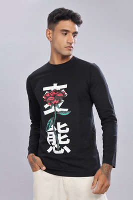 LEWEL Graphic Print Men Round Neck Black T-Shirt