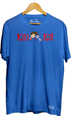 THE PRINT PLATTER Graphic Print Men Round Neck Light Blue T-Shirt