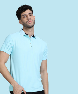 Republic Solid Men Polo Neck Light Blue T-Shirt