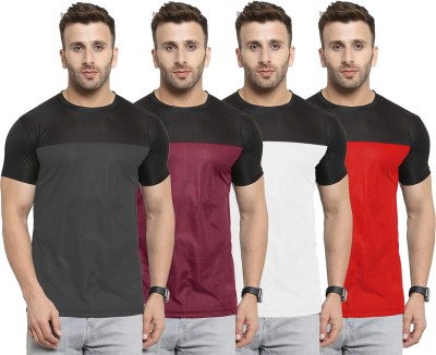 UDI n ADI Colorblock Men Round Neck Grey, Maroon, White, Red T-Shirt