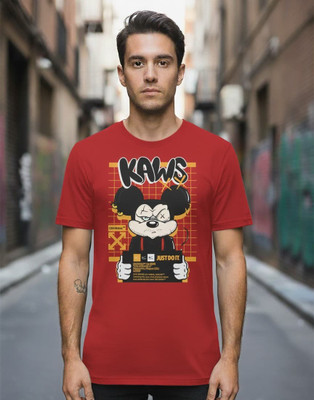 PIDAM Graphic Print Men Crew Neck Reversible Red T-Shirt