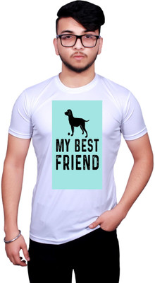 GOLDMONKS Printed Men Round Neck Black, White T-Shirt