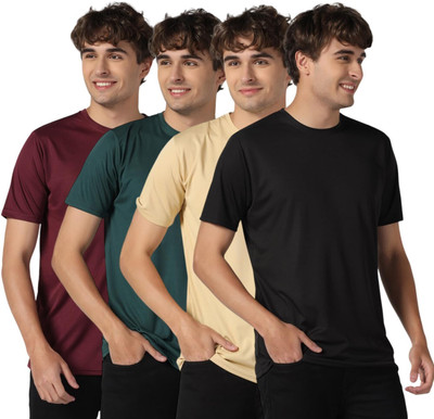 INKKR Solid Men Round Neck Multicolor T-Shirt