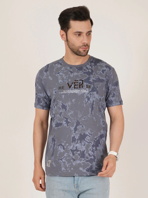 DAVNO Printed Men Round Neck Purple T-Shirt