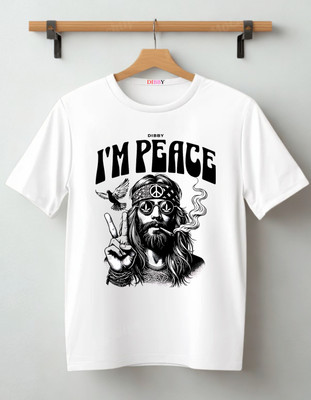 DIBBY Abstract, Graphic Print Men Round Neck White T-Shirt