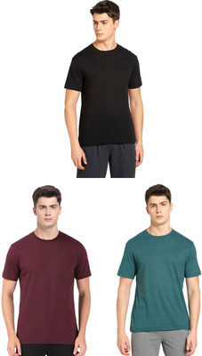 JOCKEY Solid Men Round Neck Black, Green, Maroon T-Shirt