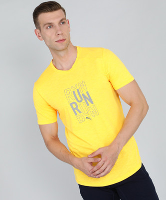 PUMA Typography Men Round Neck Orange T-Shirt