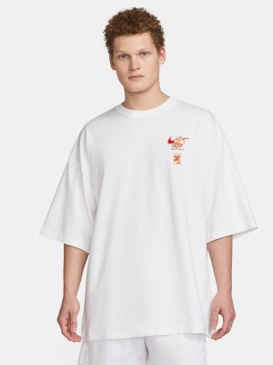 NIKE Solid Men Round Neck White T-Shirt