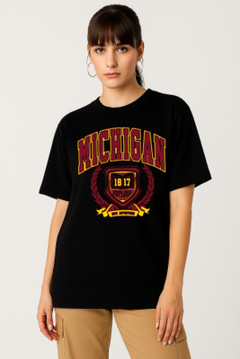 Be Crazy Typography Women Round Neck Black T-Shirt