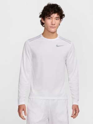 NIKE Solid Men Round Neck White T-Shirt