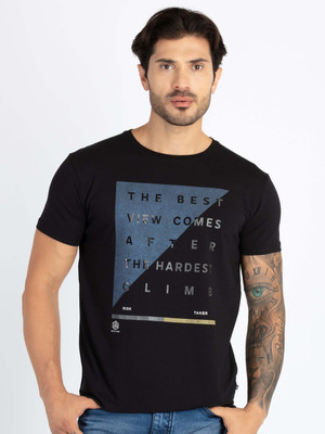 Status Quo Printed, Typography Men Round Neck Black T-Shirt