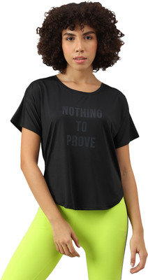 MKH Printed Women Crew Neck Black T-Shirt