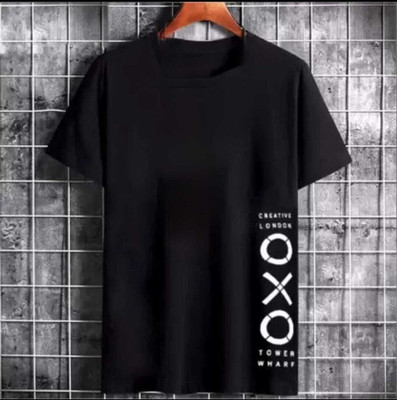 TEE TREE Printed Men Round Neck Black T-Shirt