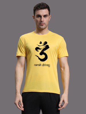 InkTees Printed Men Round Neck Yellow T-Shirt