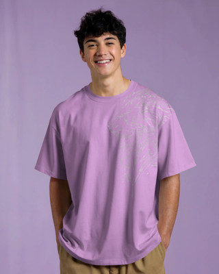 silver moon clothing Solid, Graphic Print Men Round Neck Purple T-Shirt