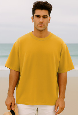 Manico Printed, Graphic Print Men Round Neck Yellow T-Shirt