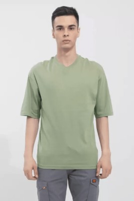 ZubyDuby Solid Men Round Neck Light Green T-Shirt