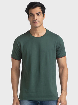 COLORPLUS Solid Men Round Neck Green T-Shirt