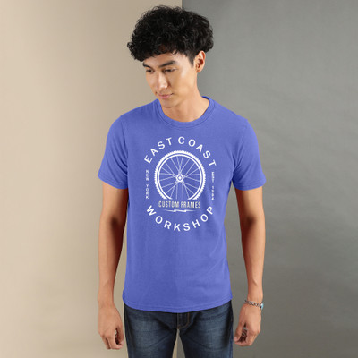 FTX Typography, Printed Men Round Neck Blue T-Shirt