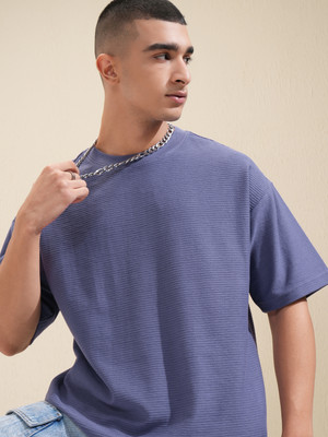 HIGHLANDER Solid Men Round Neck Purple T-Shirt