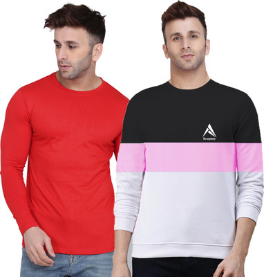 Kroptee Colorblock Men Round Neck Multicolor T-Shirt