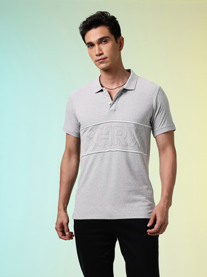 HRX by Hrithik Roshan Solid Men Polo Neck Grey T-Shirt