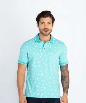 Status Quo Printed Men Polo Neck Blue T-Shirt