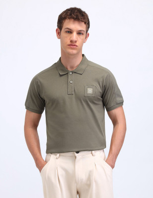 FLYING MACHINE Solid Men Polo Neck Grey T-Shirt