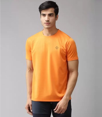 Cloroot Solid Men Round Neck Orange T-Shirt